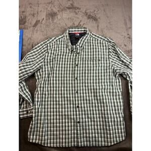 North Face‎ Shirt Mens XXL Green Plaid Cotton Long Sleeve Hiking Adult